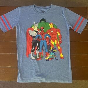 Marvel Heroes Blue Tee with Red Stripes